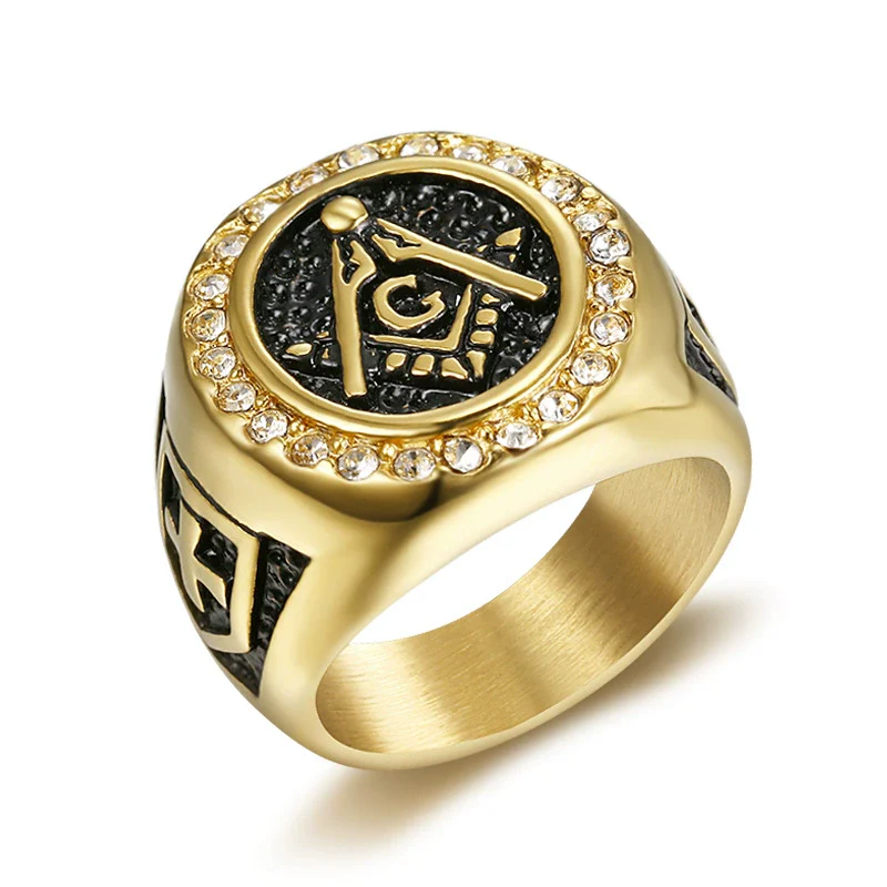 Wholesale Stainless Steel Ring With Diamond Set Retro Domineering Style Featuring Letters Numbers And Text Patterns - Image 6