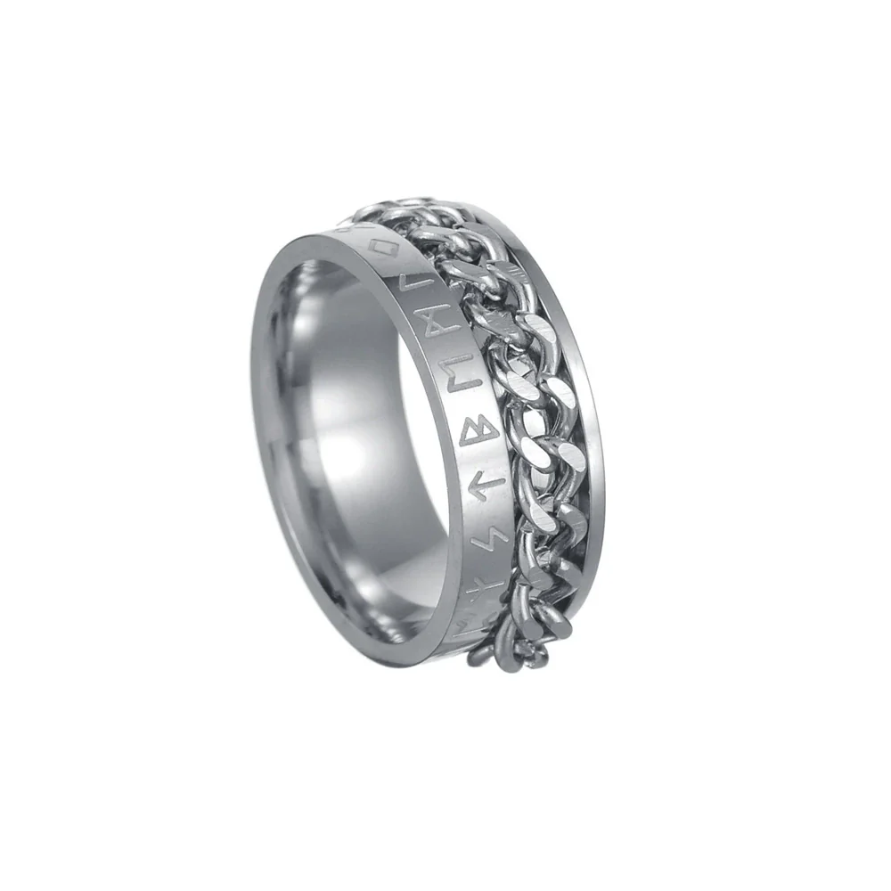 Wholesale Stainless Steel Ring With Viking Letter Rotating Design And Electroplating Treatment Unisex Style - Image 5