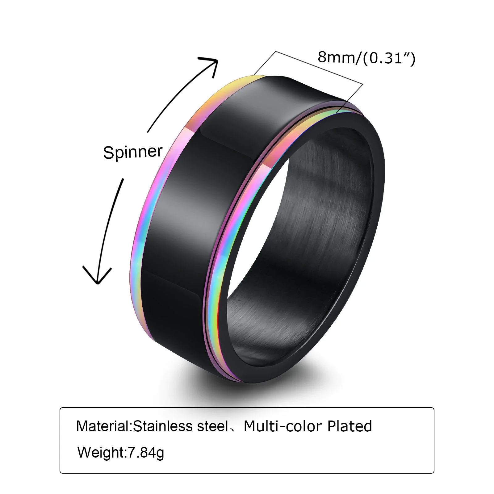 Wholesale Stainless Steel Rotatable Ring For Men In Black - Image 5