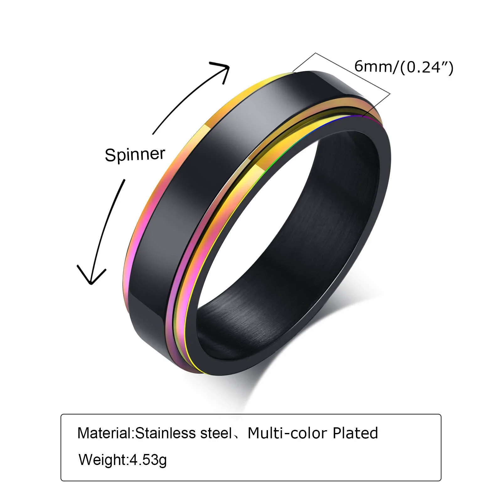 Wholesale Stainless Steel Rotatable Ring For Men In Black - Image 6
