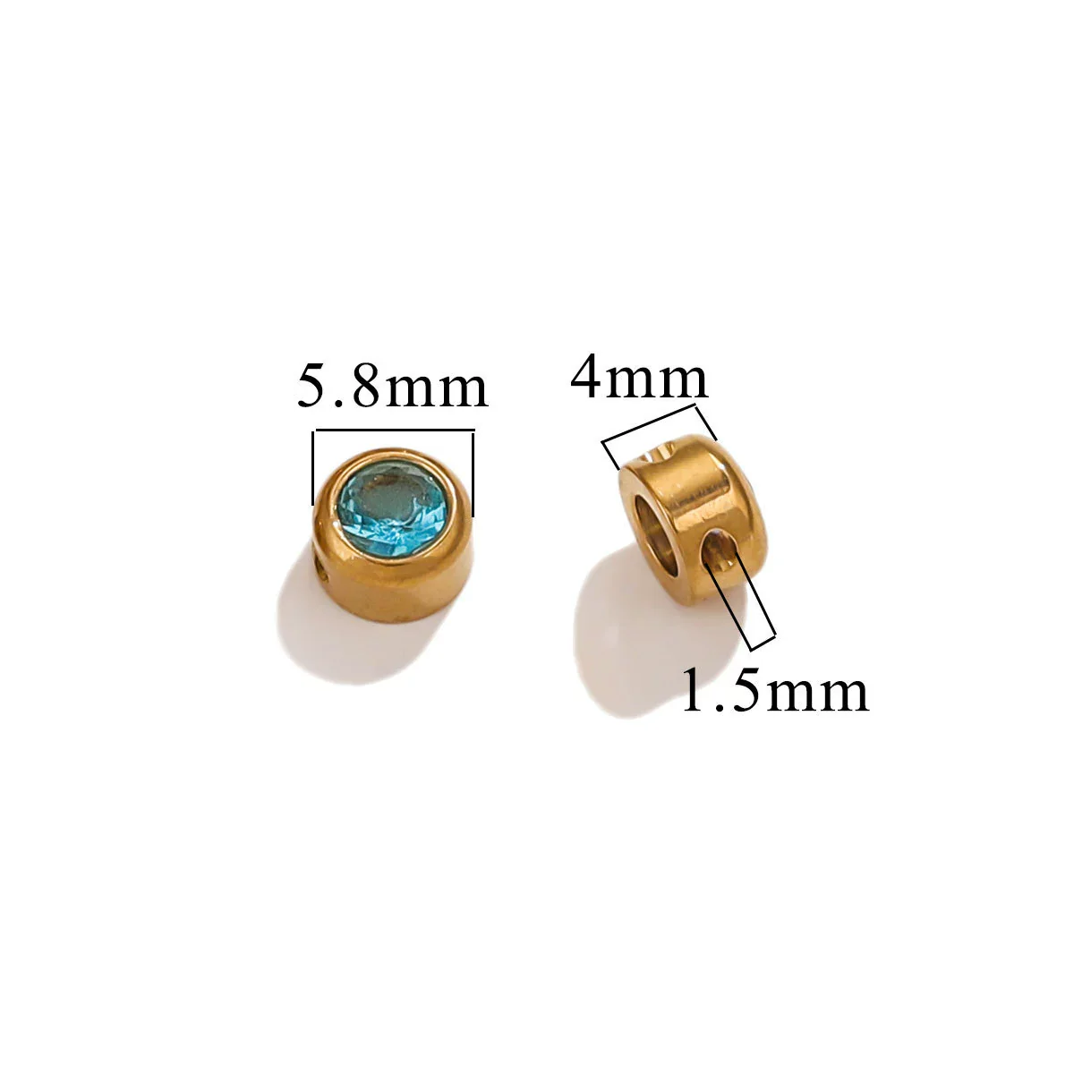 Wholesale Stainless Steel Round Perforated Electroplated Beads Necklace Accessories With Watercolor Diamond Pattern - Image 4