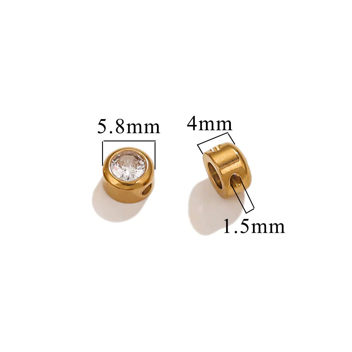 Wholesale Stainless Steel Round Perforated Electroplated Beads Necklace Accessories With Watercolor Diamond Pattern - Image 9