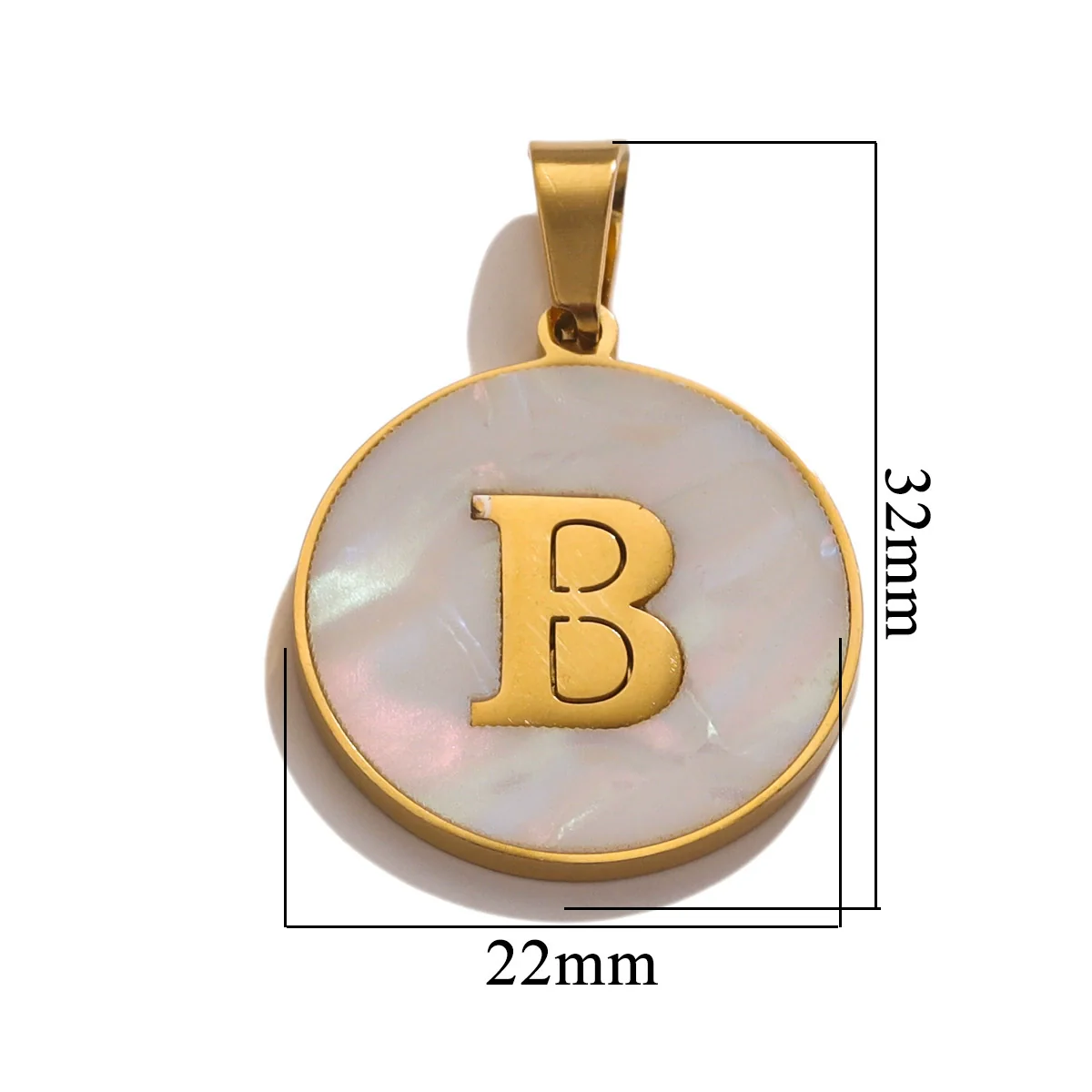 Wholesale Stainless Steel Round Shell Letter Pendant Jewelry Accessories Necklace Electroplated 18K Diy Handmade Fashion Style - Image 7