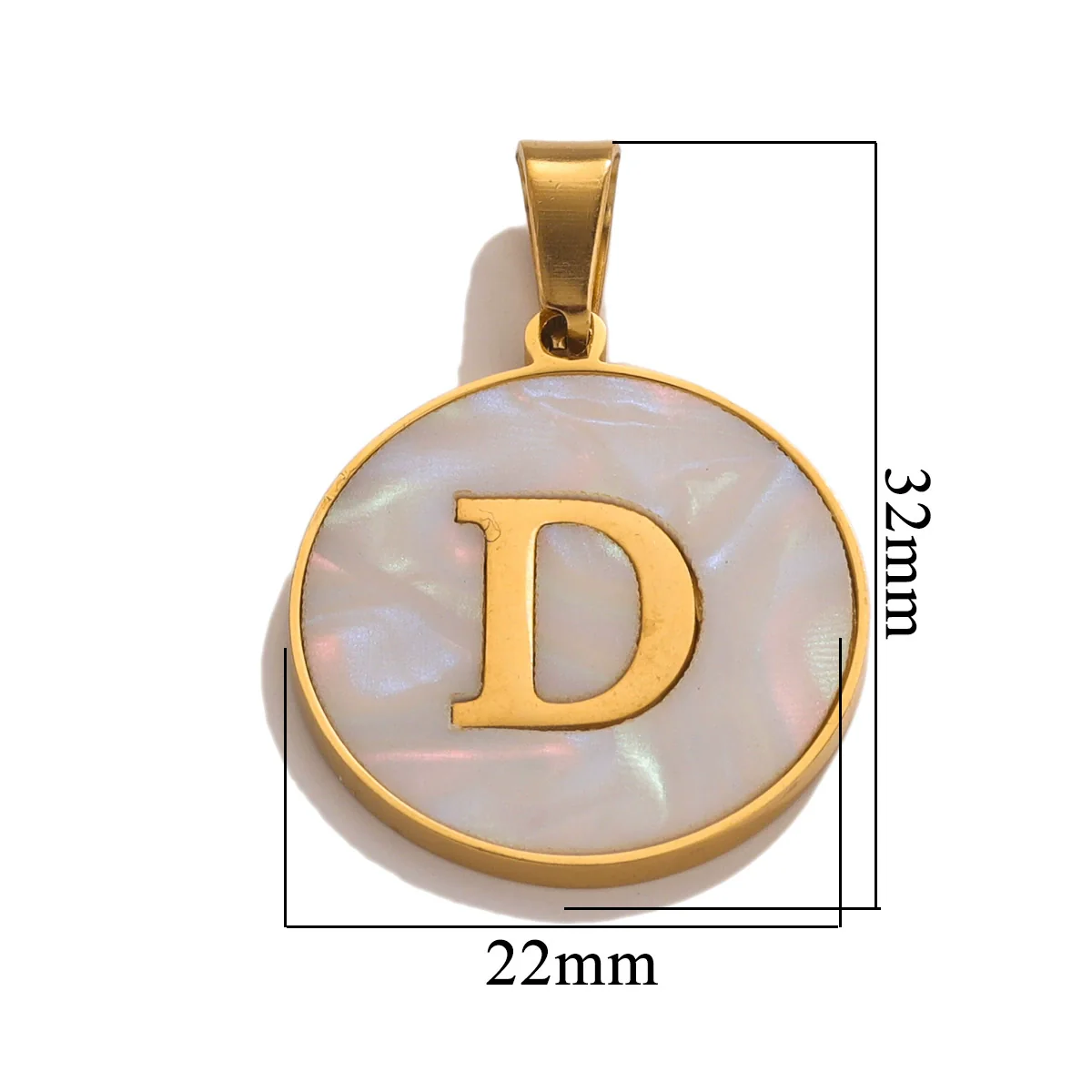Wholesale Stainless Steel Round Shell Letter Pendant Jewelry Accessories Necklace Electroplated 18K Diy Handmade Fashion Style - Image 9