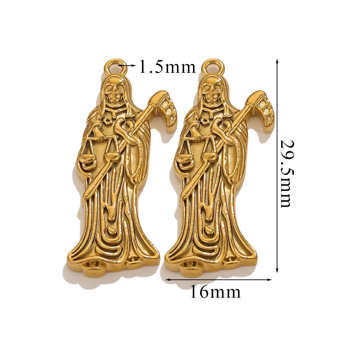 Wholesale Stainless Steel Skull Sickle Crown Pendant Necklace Vacuum Plated 18K Gold Cartoon Character Style - Image 12