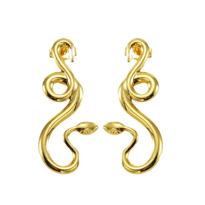 Wholesale 316L Stainless Steel Snakeshaped Earrings 18K Gold Plated Animal Style - Image 5