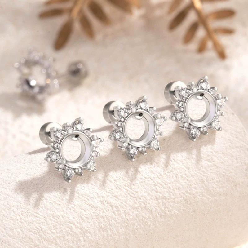 Wholesale Stainless Steel Snowflake Ear Nail Fashion Natural Style Polishing Diy Hand Earrings Accessories - Image 2