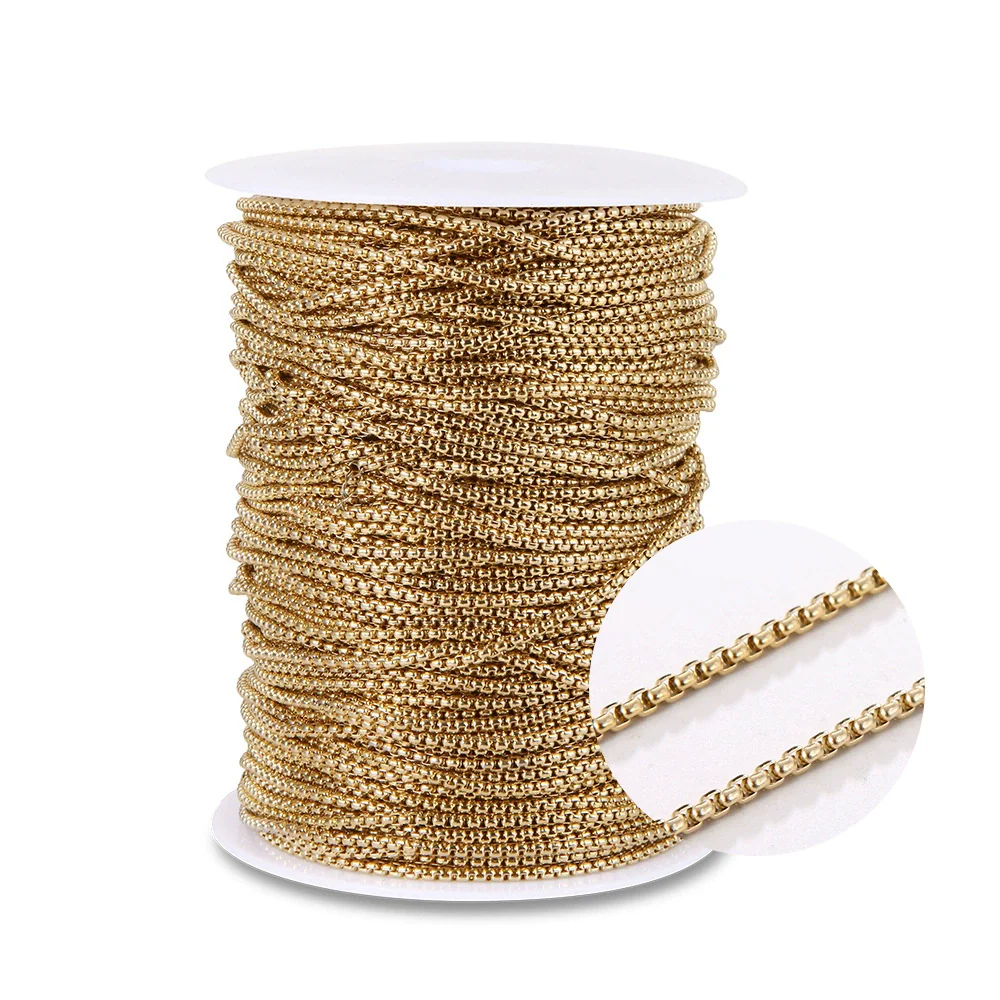 Wholesale Stainless Steel Square Pearl Keel Chain Necklace Jewelry Accessories With Electroplating Simple Geometric Style - Image 7