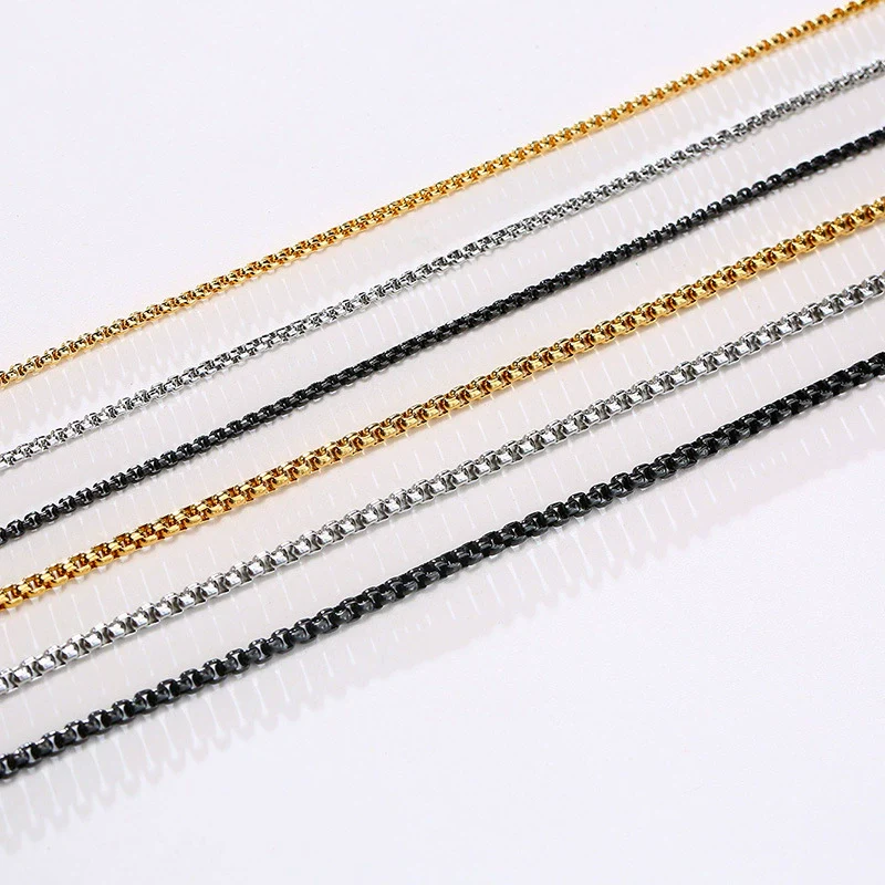 Wholesale Stainless Steel Stacking Style Geometric Pearl Chain Necklace With Electroplating - Image 2
