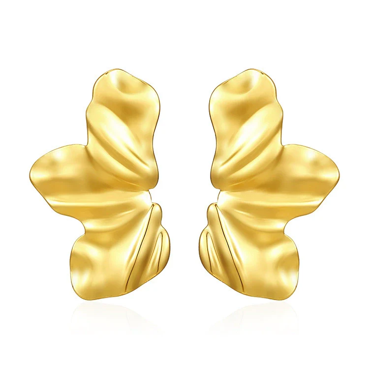 Wholesale Stainless Steel Stamped Flower Petal Earrings For Women Light Luxury Style - Image 5