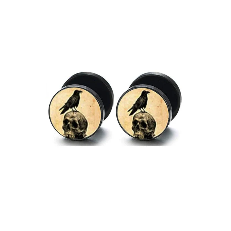 Wholesale Stainless Steel Star Pattern Retro Round Barbell Fashion Personality Ear Clip Earrings For Men And Women - Image 12