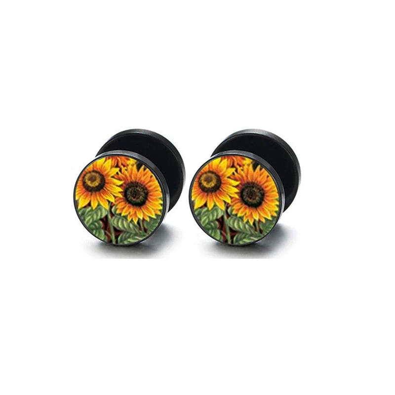 Wholesale Stainless Steel Star Pattern Retro Round Barbell Fashion Personality Ear Clip Earrings For Men And Women - Image 14