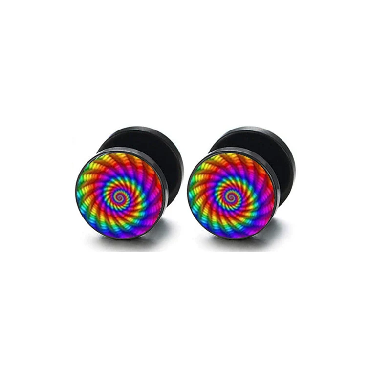 Wholesale Stainless Steel Star Pattern Retro Round Barbell Fashion Personality Ear Clip Earrings For Men And Women - Image 17