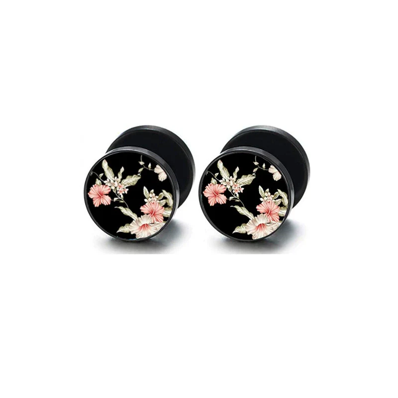 Wholesale Stainless Steel Star Pattern Retro Round Barbell Fashion Personality Ear Clip Earrings For Men And Women - Image 20