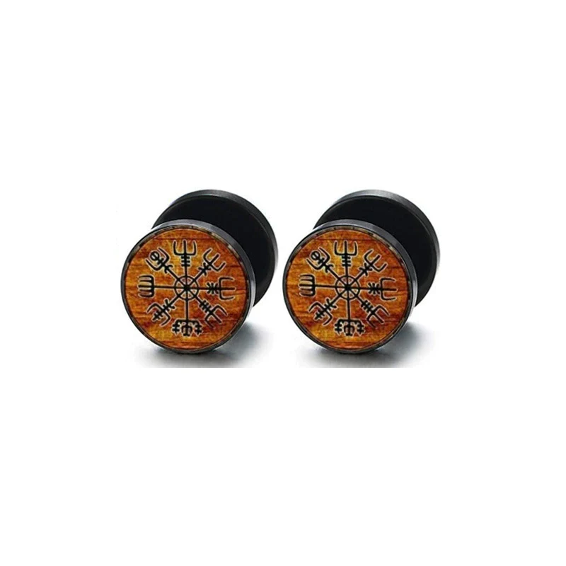 Wholesale Stainless Steel Star Pattern Retro Round Barbell Fashion Personality Ear Clip Earrings For Men And Women - Image 5