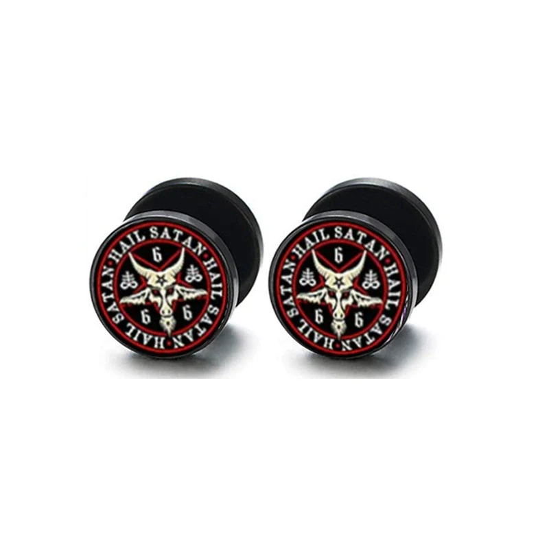 Wholesale Stainless Steel Star Pattern Retro Round Barbell Fashion Personality Ear Clip Earrings For Men And Women - Image 8