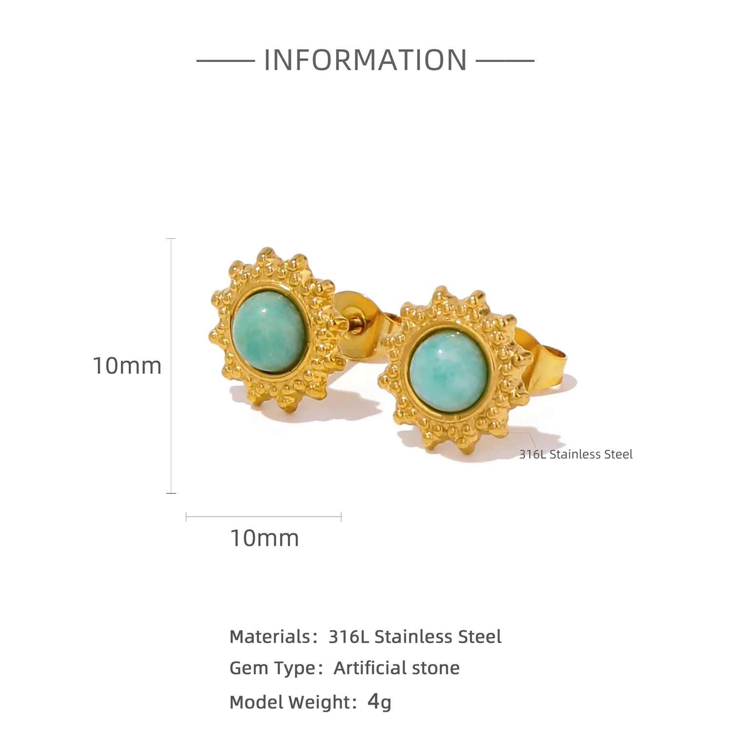 Wholesale Stainless Steel Stud Earrings With Sunflower Geometric Pattern And Electroplating Treatment For Women - Image 19