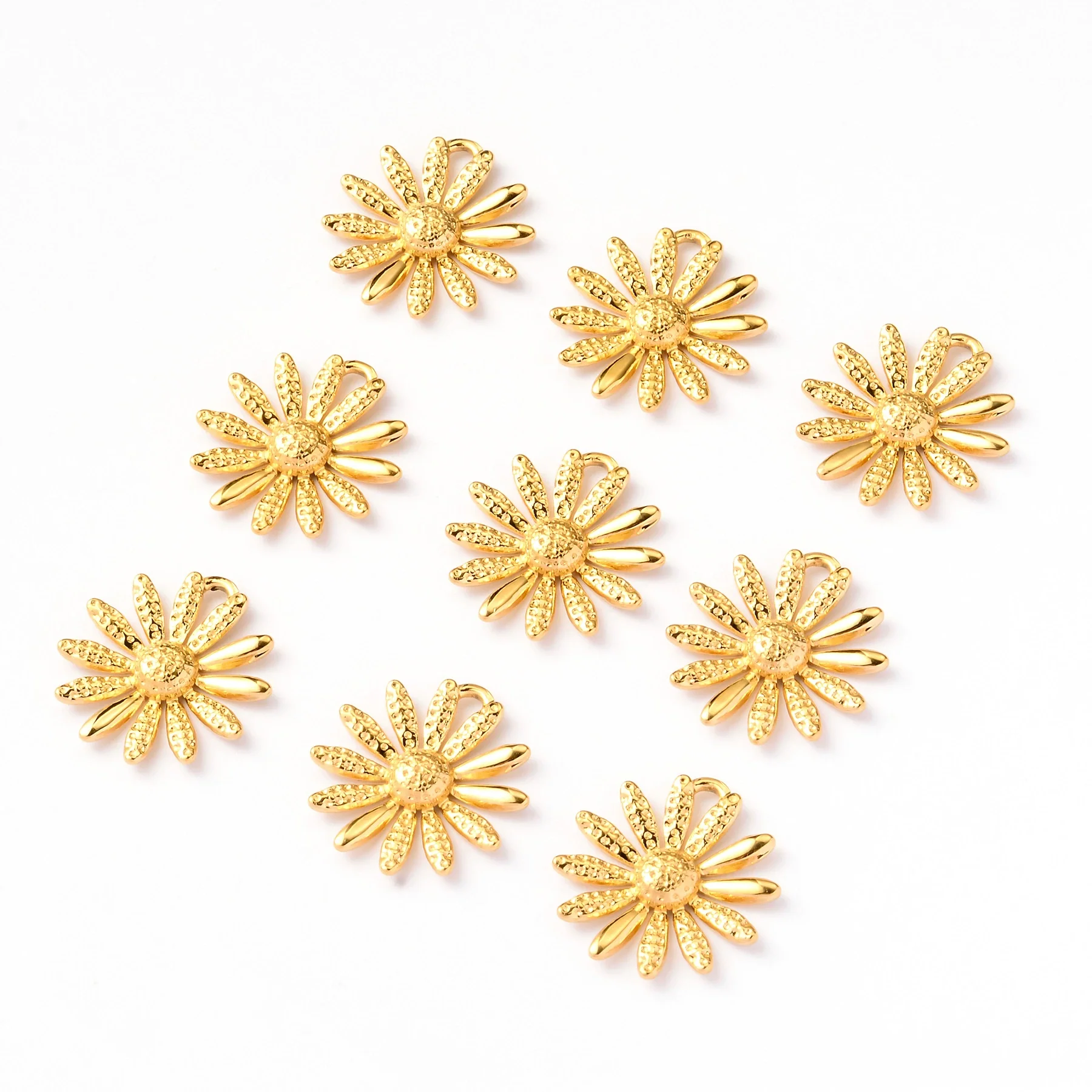 Wholesale Stainless Steel Sunflower Pendant Fashion Necklace And Earrings Accessories With 18K Gold Plated Electroplating - Image 4