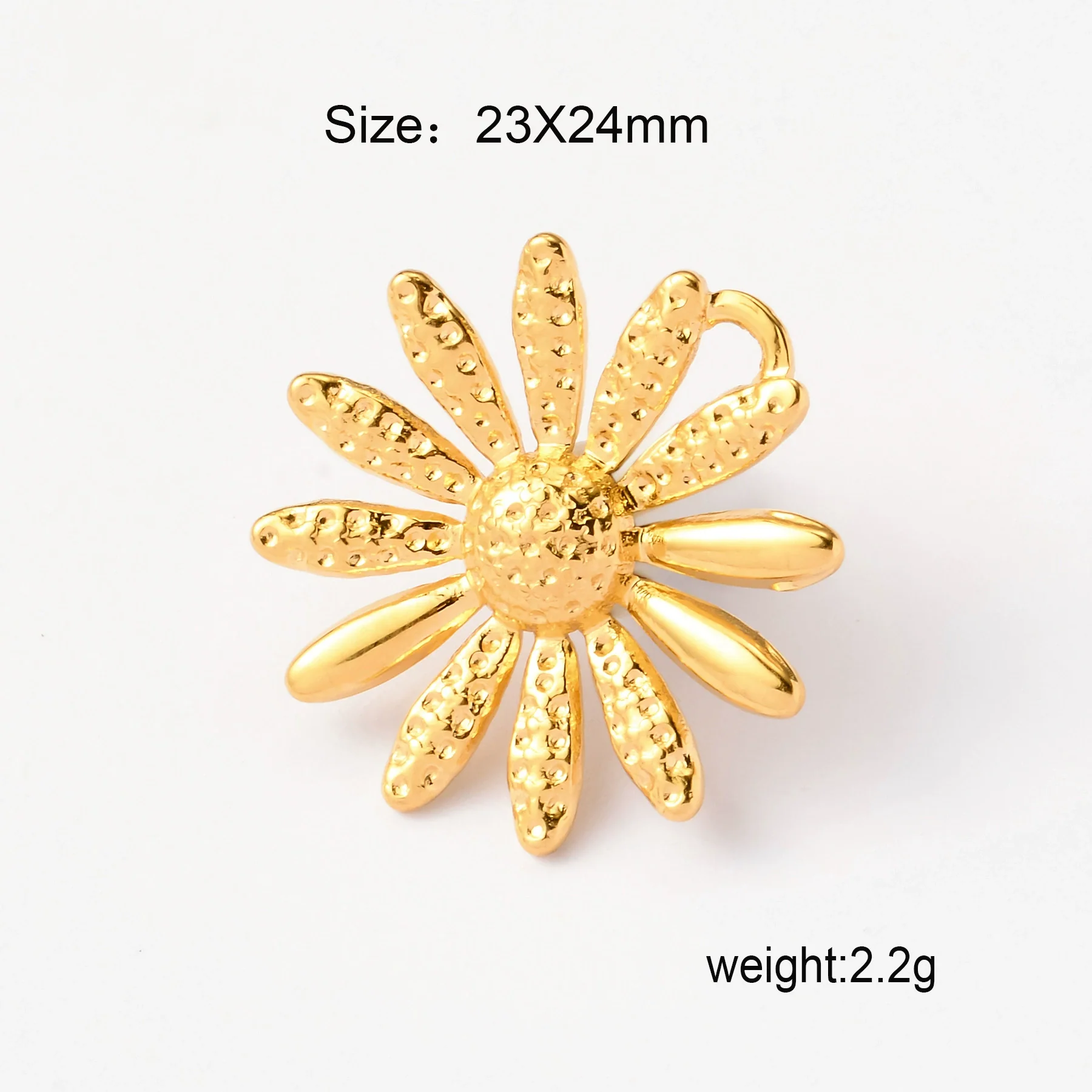 Wholesale Stainless Steel Sunflower Pendant Fashion Necklace And Earrings Accessories With 18K Gold Plated Electroplating - Image 5