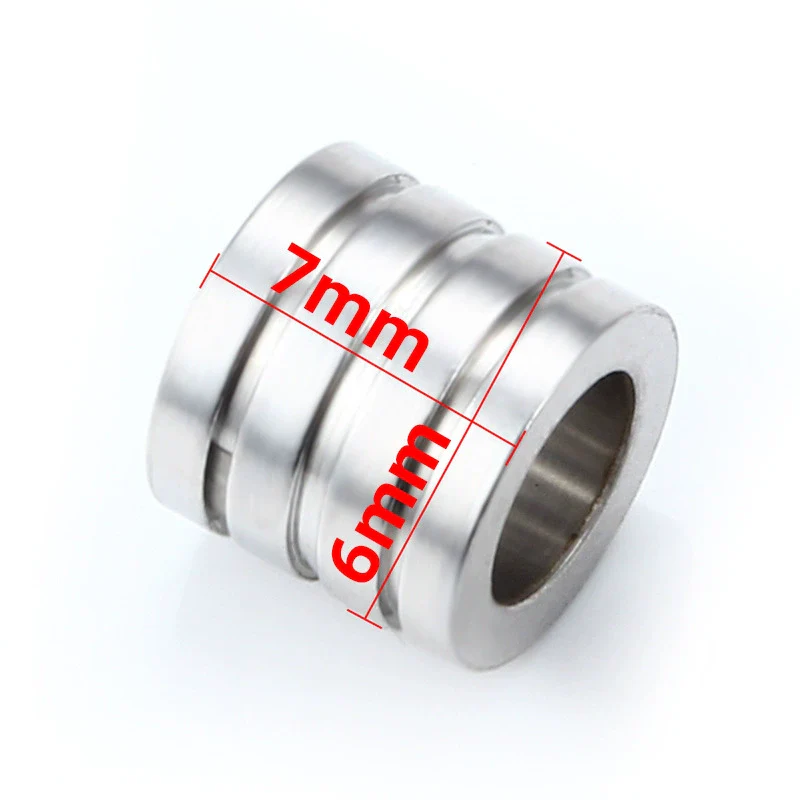 Wholesale Stainless Steel Three Slot Through Hole Beaded Leather Rope Necklace Accessories With Electroplating Treatment And Thread Bead Pattern - Image 3