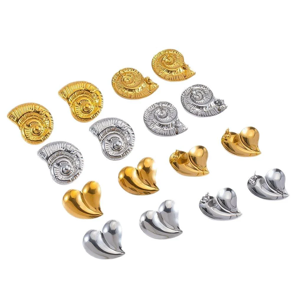 Wholesale Stainless Steel Titanium Steel Earrings With Conch Love Pattern Electroplating For Female Light Luxury Fashion Style - Image 5
