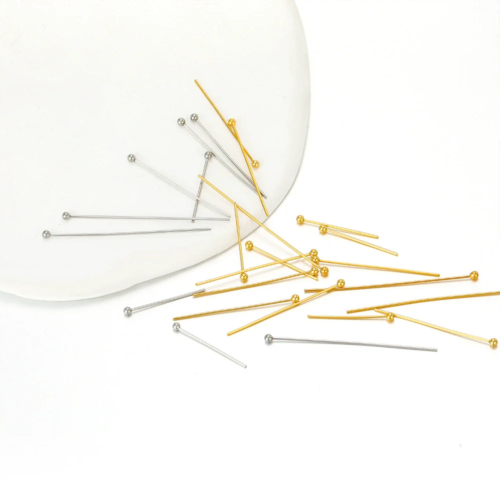 Wholesale Stainless Steel Vacuum Goldplated Simple Geometric Glossy Beaded Needle Earrings Fashion Accessories - Image 2
