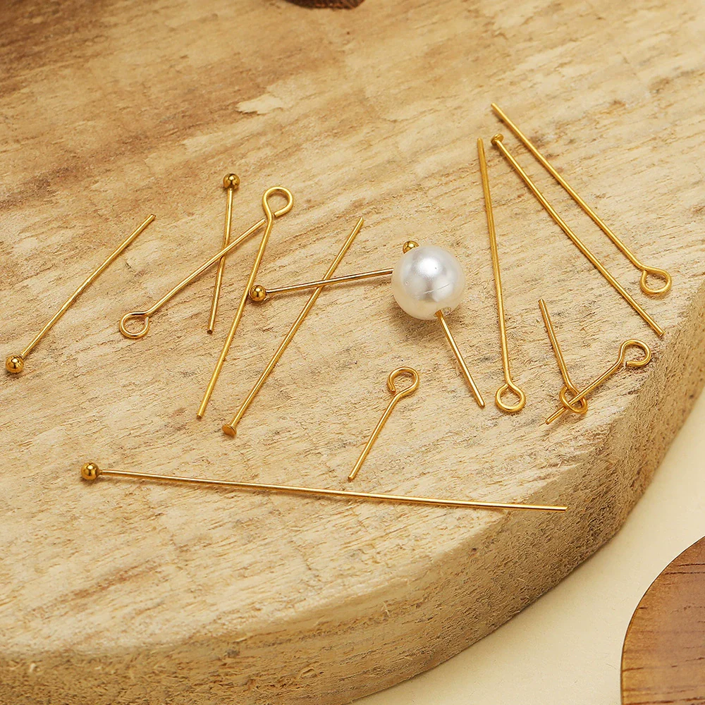 Wholesale Stainless Steel Vacuum Goldplated Simple Geometric Glossy Beaded Needle Earrings Fashion Accessories - Image 3