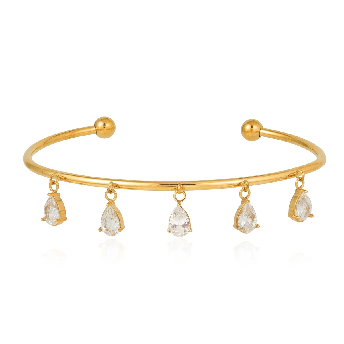 Wholesale Stainless Steel Water Drop Zircon Tassel Cross Bracelet 18K Gold Electroplated Jewelry - Image 5