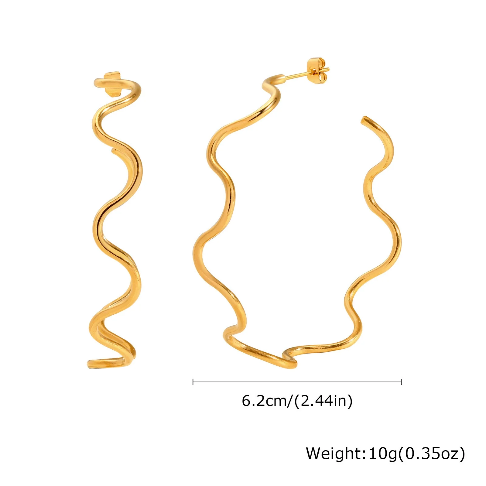 Wholesale Stainless Steel Wave Cshaped Fashion Earrings - Image 6