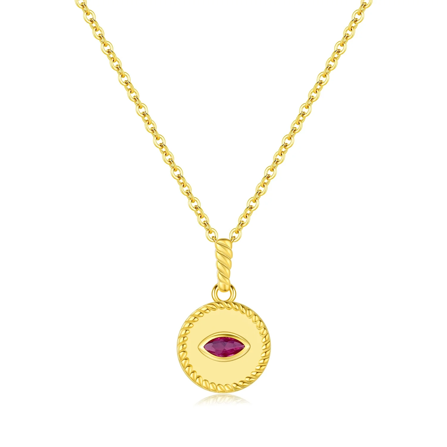 Wholesale Sterling Silver Geometric Pendant Necklace With Gemstones French Retro Style For Women - Image 4