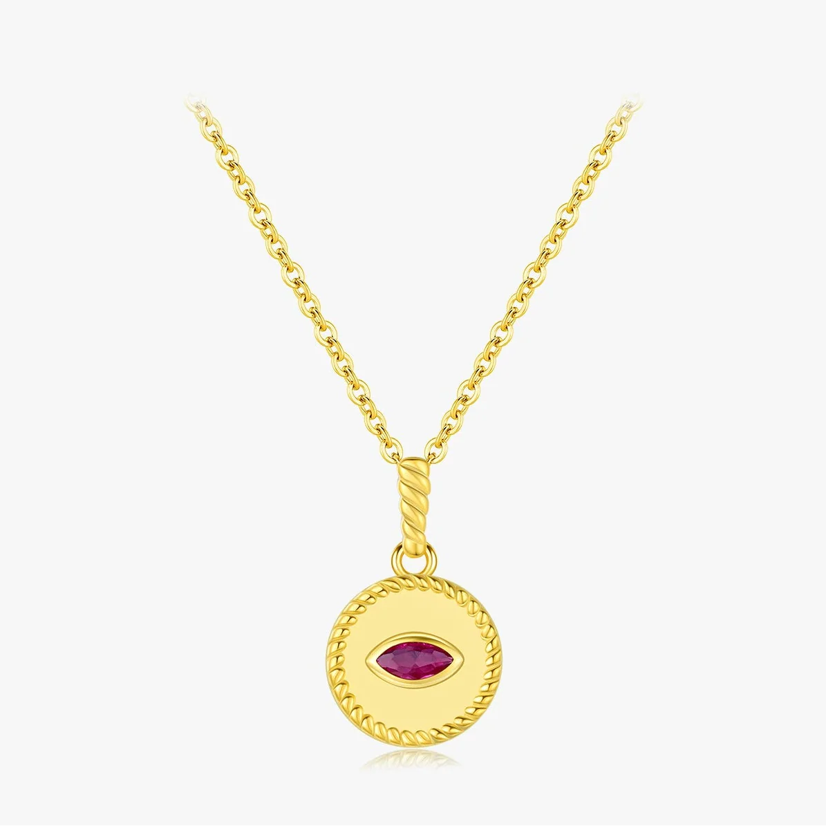 Wholesale Sterling Silver Geometric Pendant Necklace With Gemstones French Retro Style For Women - Image 5