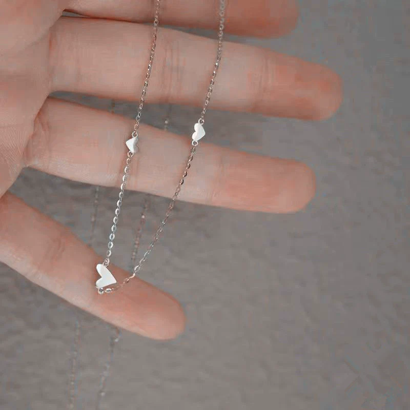 Wholesale Sterling Silver Heartshaped Necklace With Three Hearts 18K Gold Plated And Polishing Ochain For Women - Image 6
