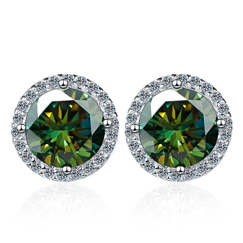 Wholesale Stud Earrings 925 Sterling Silver Round Moissanite Fourclaw Setting Simple Style - Image 3