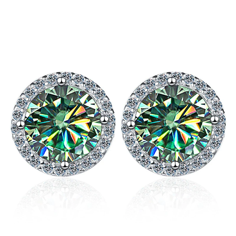 Wholesale Stud Earrings 925 Sterling Silver Round Moissanite Fourclaw Setting Simple Style - Image 6