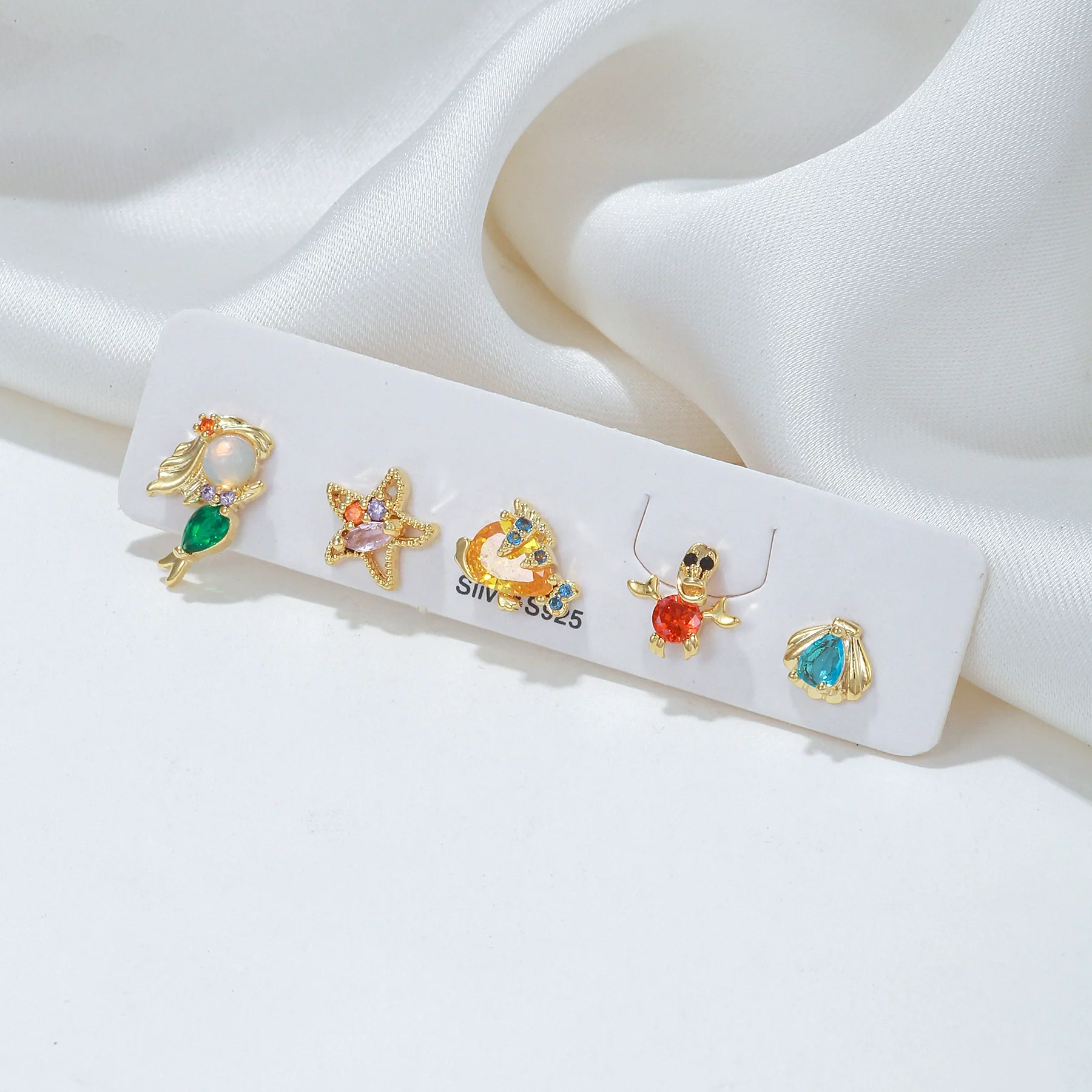 Wholesale Stud Earrings Copper 925 Silver Needle Sweet Cartoon Character Animal Zodiac Inlaid Zircon Women's - Image 3