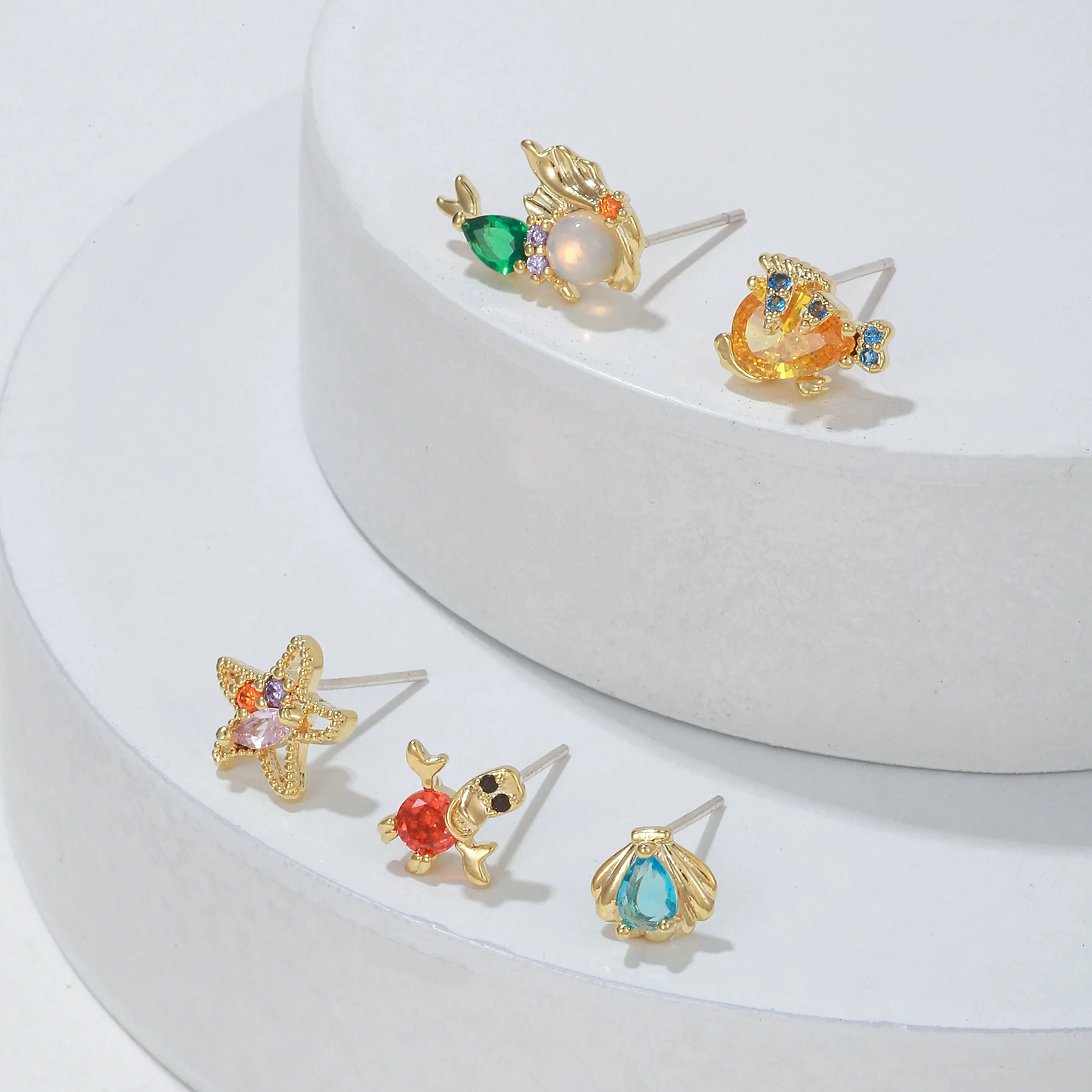 Wholesale Stud Earrings Copper 925 Silver Needle Sweet Cartoon Character Animal Zodiac Inlaid Zircon Women's - Image 4