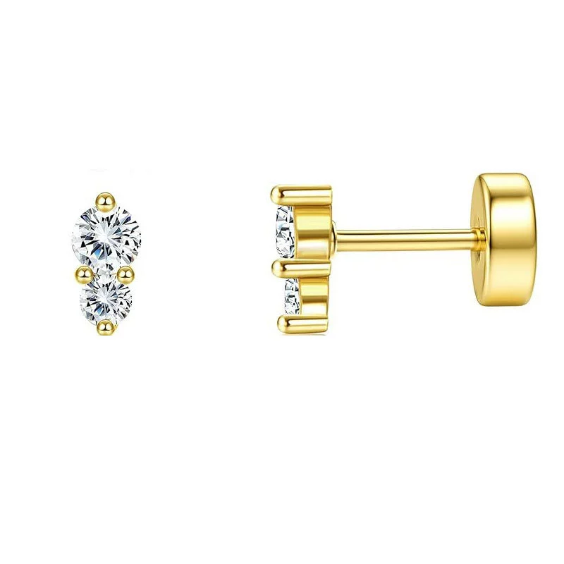 Wholesale Stud Earrings Stainless Steel Geometric Real Gold Electroplated Zirconia Light Luxury Style - Image 10