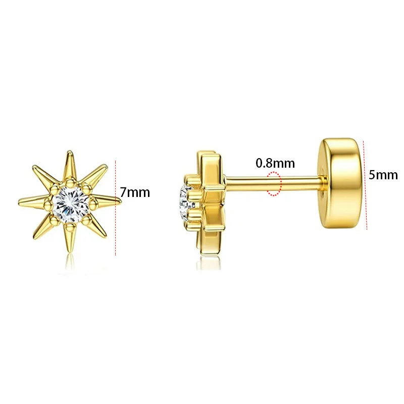 Wholesale Stud Earrings Stainless Steel Geometric Real Gold Electroplated Zirconia Light Luxury Style - Image 8