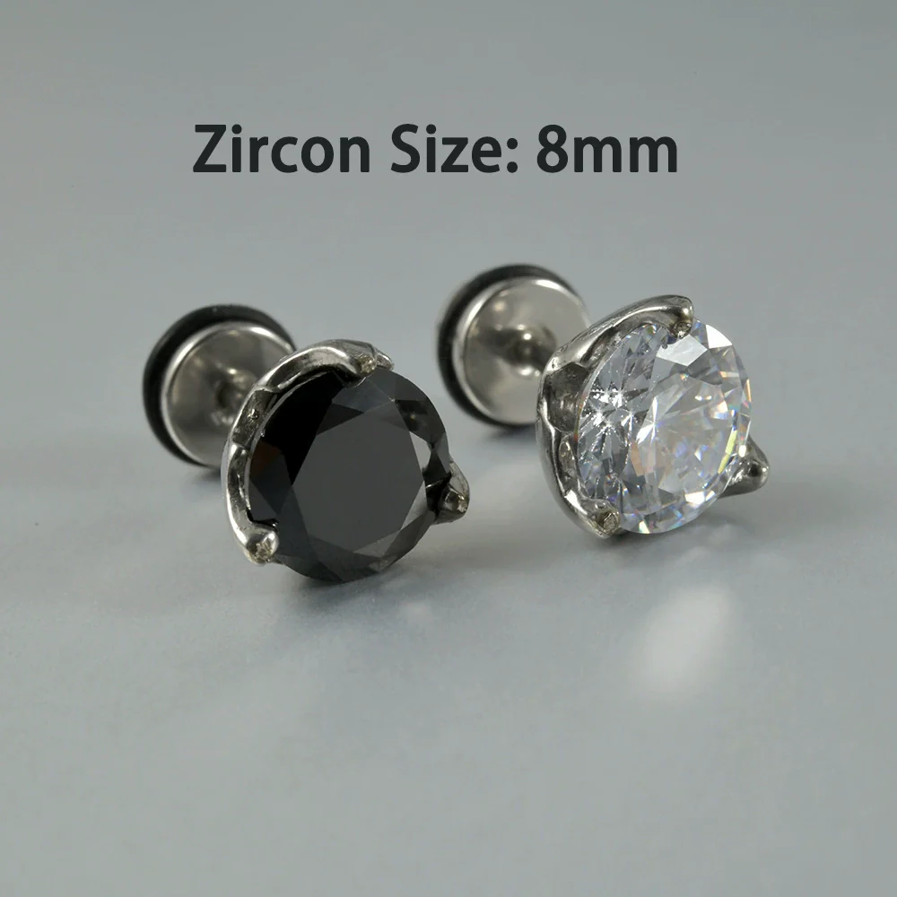 Wholesale Stud Earrings Stainless Steel Zircon Clawshaped Geometric Hip Hop Style Electroplated - Image 11