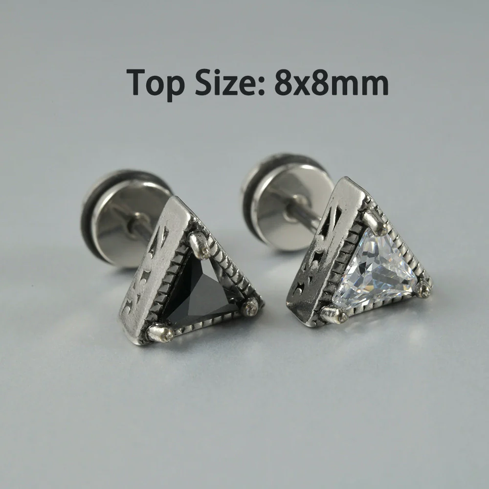 Wholesale Stud Earrings Stainless Steel Zircon Clawshaped Geometric Hip Hop Style Electroplated - Image 12