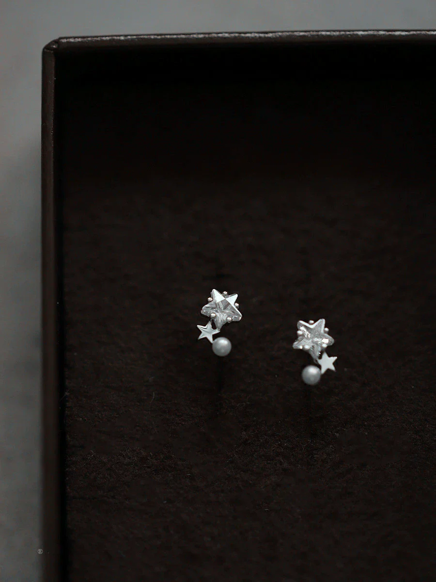 Wholesale Stud Earrings Sterling Silver Fivepointed Star Pearl Inlaid For Women Cute Style - Image 7