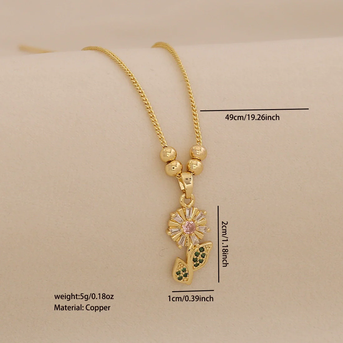 Wholesale Sunflower Pendant Necklace Light Luxury 18K Plated Copper Floral Pastoral Style Jewelry - Image 10