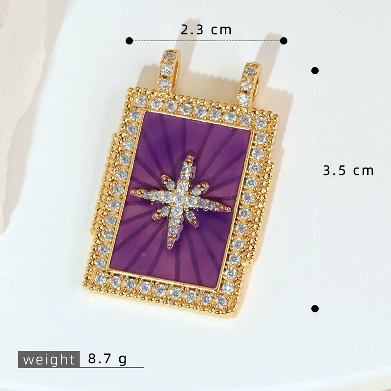 Wholesale Tarot Necklace Pendant Copper Micropaved Geometric Style 18K Gold Plated - Image 13