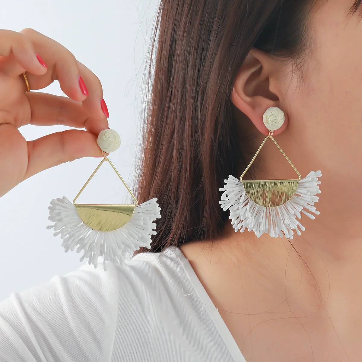 Wholesale Tassel Earrings Zinc Alloy Geometric Hand Knitted Retro Style - Image 3