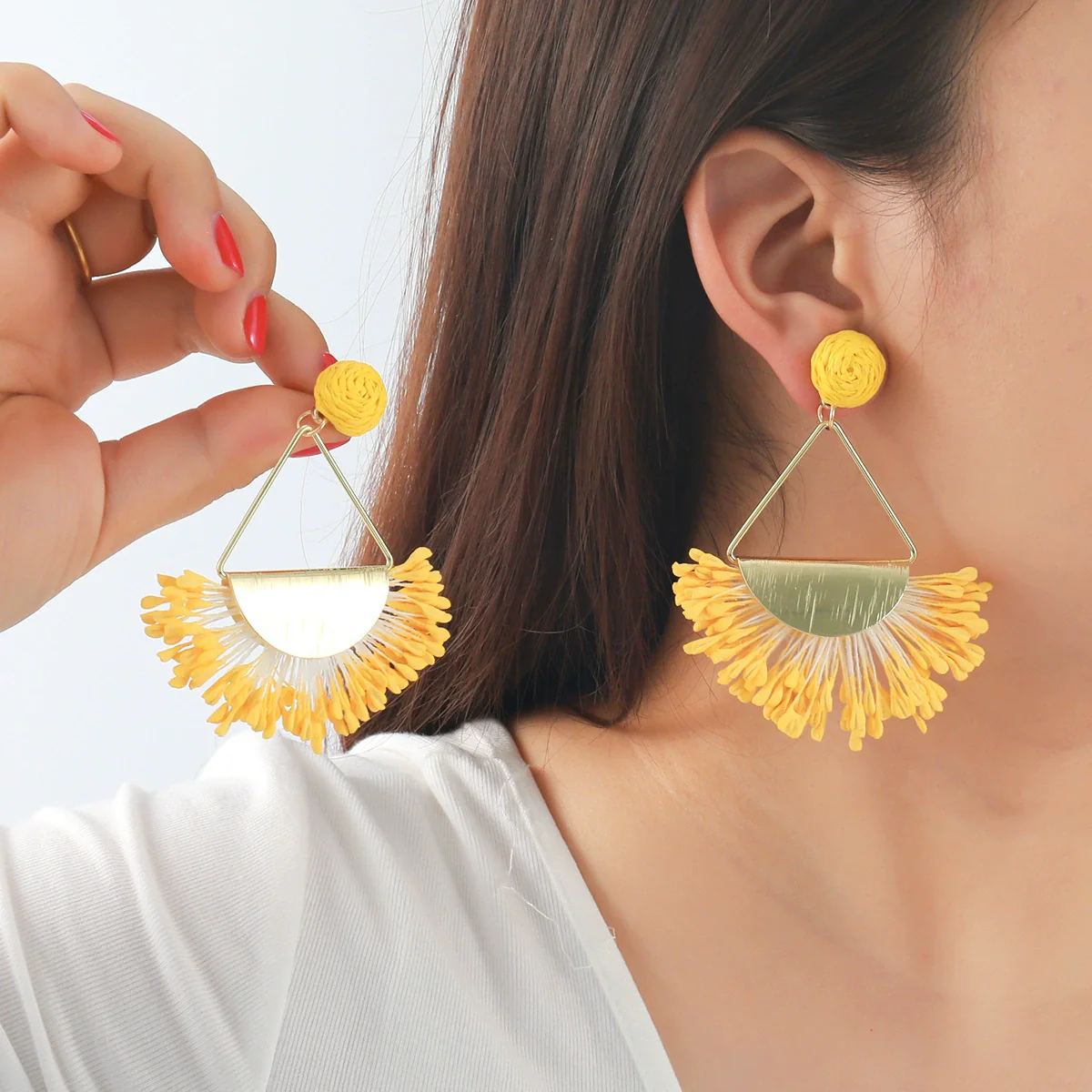 Wholesale Tassel Earrings Zinc Alloy Geometric Hand Knitted Retro Style - Image 4