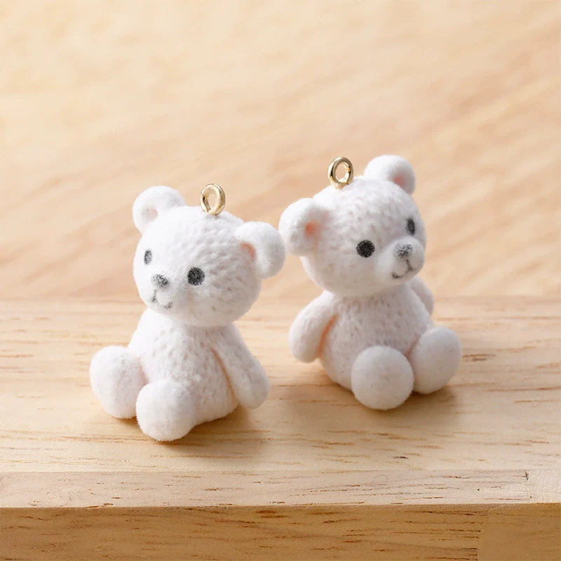 Wholesale Teddy Bear Pendant Handmade Earrings Jewelry Accessories With Plastic Resin Material And Flocking Treatment - Image 7