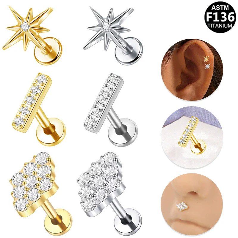 Wholesale Titanium Alloy And Copper Stainless Steel Geometric Style Electroplating Body Piercing Earrings And Lip Rings