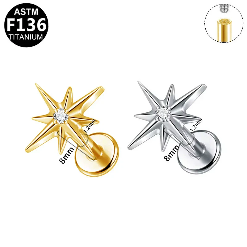 Wholesale Titanium Alloy And Copper Stainless Steel Geometric Style Electroplating Body Piercing Earrings And Lip Rings - Image 5