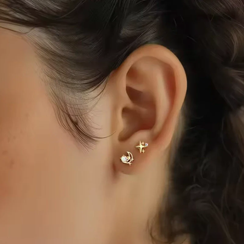Wholesale Titanium Alloy Geometric Star Stud Earrings With Electroplating And Minimalist Highend Piercing Design For Unisex - Image 3