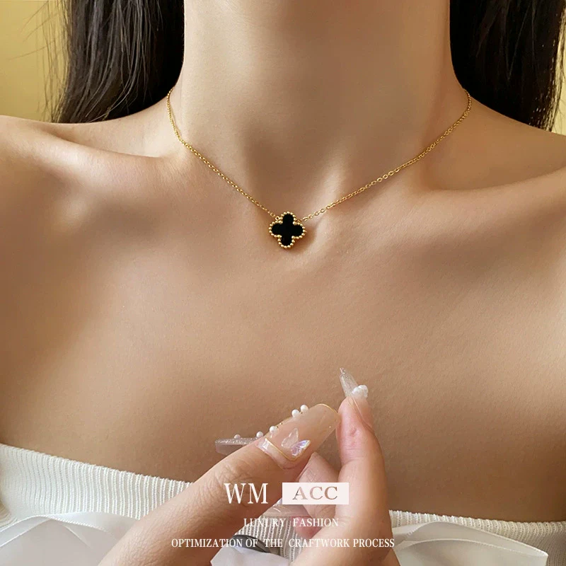 Wholesale Titanium Steel Alloy Colorful Acrylic Flower Geometric Clavicle Chain Necklace With Electroplating Highend Style For Women